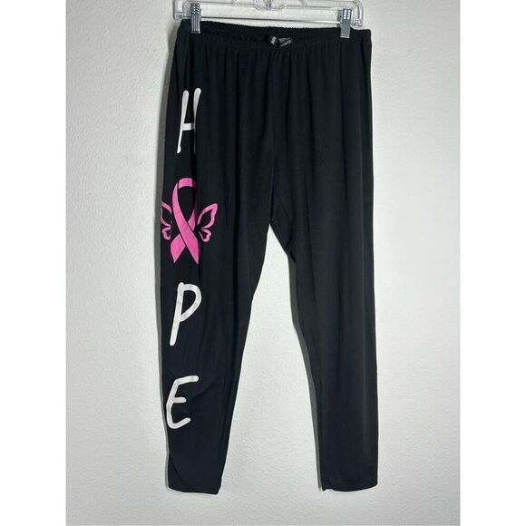 Kristin Nicole Women’s Leggings Graphic Sign Hope Size 2X Black Pink - Picture 1 of 11